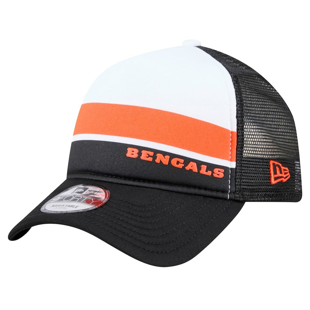 Cincinnati Bengals New Era Sport Night Color Block 9FORTY A-Frame Trucker Adjustable Hat - White/Black Hats