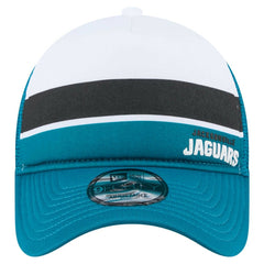 Jacksonville Jaguars New Era Color-Block 9FORTY A-Frame Trucker Adjustable Hat - White/Teal Hats