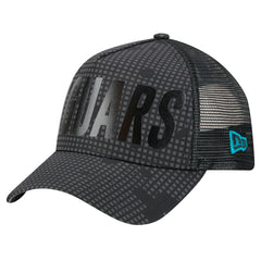 Jacksonville Jaguars New Era Midnight Ink Tonal Text A-Frame Trucker 9FORTY Adjustable Hat - Black Hats