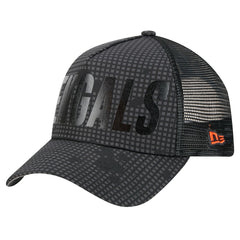 Cincinnati Bengals New Era Midnight Ink Tonal Text A-Frame Trucker 9FORTY Adjustable Hat - Black Hats