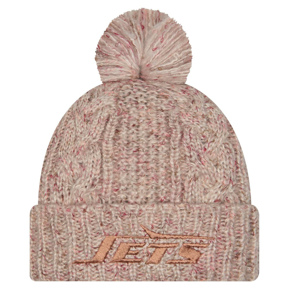 New York Jets New Era Women's Trendy Tone Cuffed Knit Hat with Pom - Stone Hats