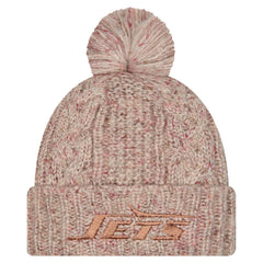 New York Jets New Era Women's Trendy Tone Cuffed Knit Hat with Pom - Stone Hats
