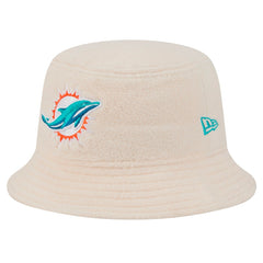 Miami Dolphins New Era Women's Cozy Sherpa Bucket Hat - Cream Hats