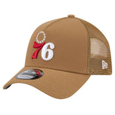 Philadelphia 76ers 9FORTY A-Frame Trucker Adjustable Hat Tan - New Era