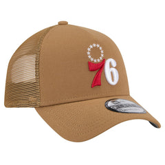 Philadelphia 76ers 9FORTY A-Frame Trucker Adjustable Hat Tan - New Era