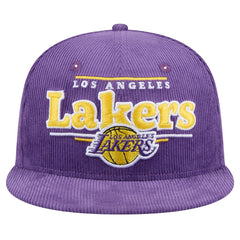 Los Angeles Lakers Throwback Display Corduroy 9FIFTY Snapback Hat Purple - New Era