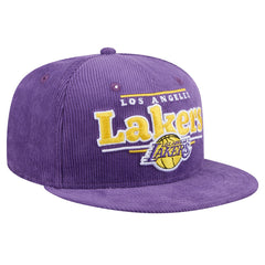 Los Angeles Lakers Throwback Display Corduroy 9FIFTY Snapback Hat Purple - New Era