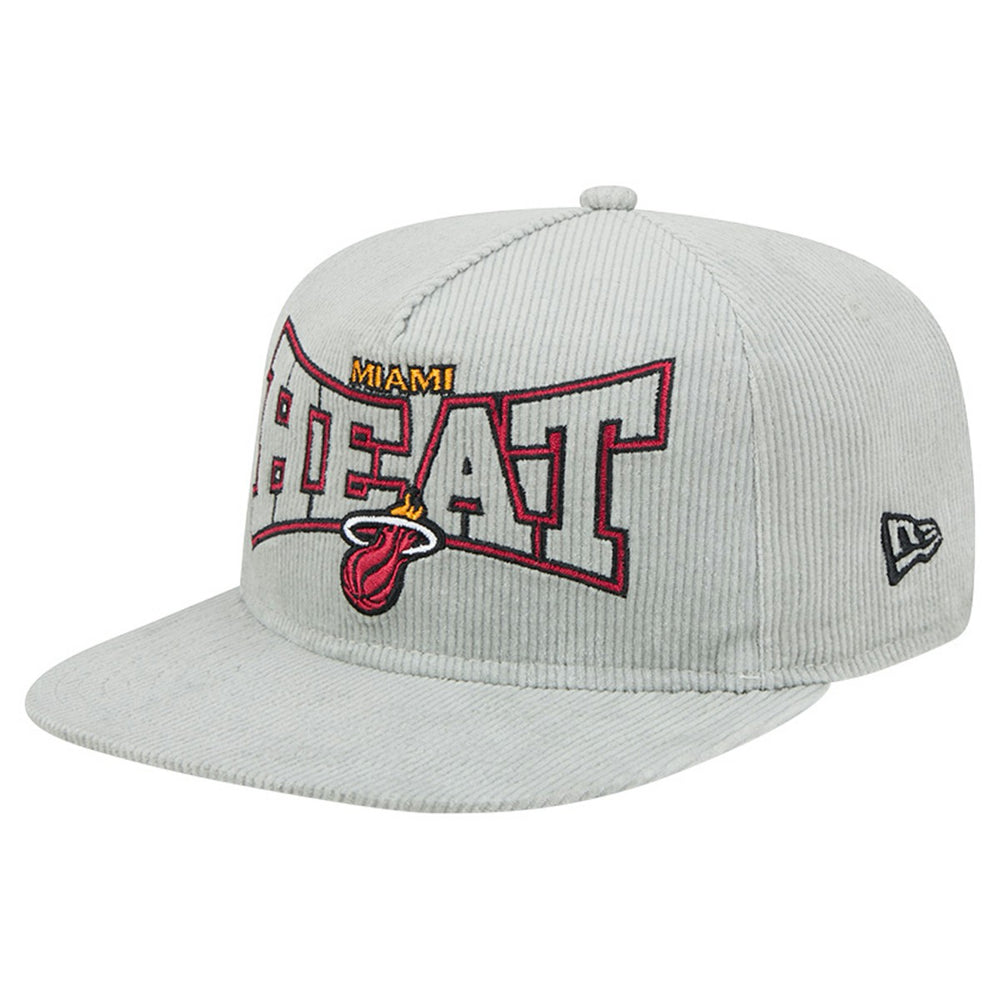 Miami Heat Throwback Corduroy Golfer Snapback Hat Gray - New Era