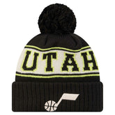 Utah Jazz Throwback Retro Cuffed Knit Hat with Pom Black - New Era
