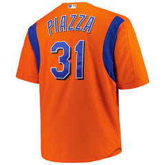 Mike Piazza New York Mets Mitchell & Ness Big & Tall Cooperstown Mesh Batting Practice Jersey - Orange Jerseys