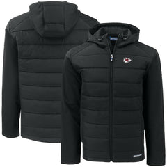 Kansas City Chiefs Cutter & Buck Big & Tall Evoke Hybrid Eco Softshell Recycled Full-Zip Hooded Jacket - Black Jackets