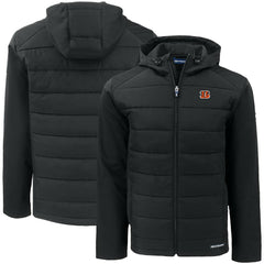 Cincinnati Bengals Cutter & Buck Big & Tall Evoke Hybrid Eco Softshell Recycled Full-Zip Hooded Jacket - Black Jackets