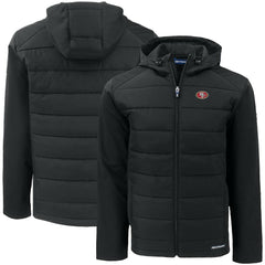 San Francisco 49ers Cutter & Buck Big & Tall Evoke Hybrid Eco Softshell Recycled Full-Zip Hooded Jacket - Black Jackets