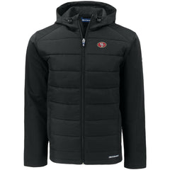 San Francisco 49ers Cutter & Buck Big & Tall Evoke Hybrid Eco Softshell Recycled Full-Zip Hooded Jacket - Black Jackets
