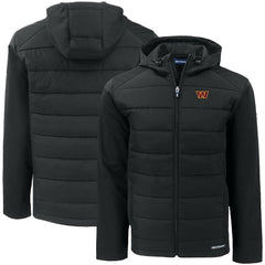 Washington Commanders Cutter & Buck Big & Tall Evoke Hybrid Eco Softshell Recycled Full-Zip Hooded Jacket - Black Jackets