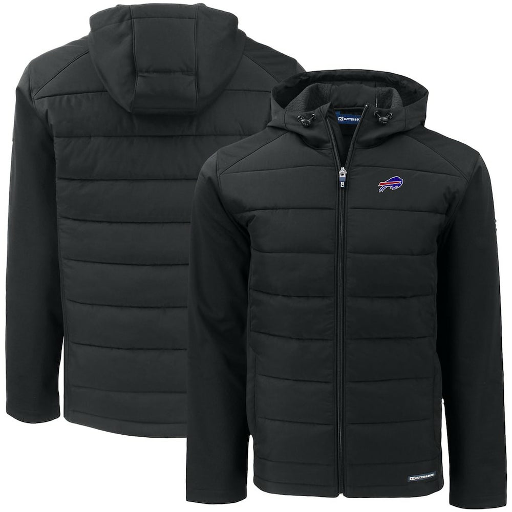 Buffalo Bills Cutter & Buck Big & Tall Evoke Hybrid Eco Softshell Recycled Full-Zip Hooded Jacket - Black Jackets