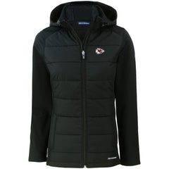 Kansas City Chiefs Cutter & Buck Women's Evoke PrimaLoft Hybrid Eco Softshell Recycled Full-Zip Hooded Jacket - Black Jackets