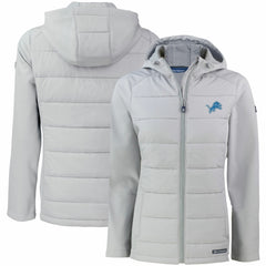 Detroit Lions Cutter & Buck Women's Evoke PrimaLoft Hybrid Eco Softshell Recycled Full-Zip Hooded Jacket - Gray Jackets