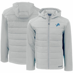 Detroit Lions Cutter & Buck Evoke PrimaLoft Hybrid Eco Softshell Recycled Full-Zip Hooded Jacket - Gray Jackets