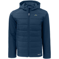 Los Angeles Chargers Cutter & Buck Evoke PrimaLoft Hybrid Eco Softshell Recycled Full-Zip Hooded Jacket - Navy Jackets