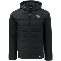 Jacksonville Jaguars Cutter & Buck Evoke PrimaLoft Hybrid Eco Softshell Recycled Full-Zip Hooded Jacket - Black Jackets