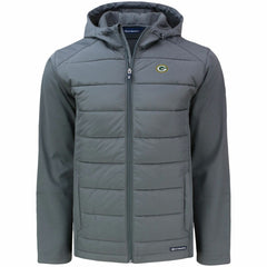 Green Bay Packers Cutter & Buck Evoke PrimaLoft Hybrid Eco Softshell Recycled Full-Zip Hooded Jacket - Gray Jackets