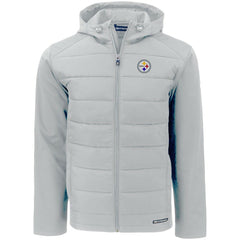 Pittsburgh Steelers Cutter & Buck Evoke PrimaLoft Hybrid Eco Softshell Recycled Full-Zip Hooded Jacket - Gray Jackets