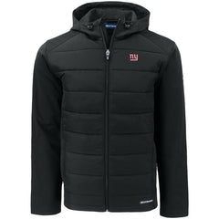 New York Giants Cutter & Buck Evoke PrimaLoft Hybrid Eco Softshell Recycled Full-Zip Hooded Jacket - Black Jackets
