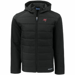Tampa Bay Buccaneers Cutter & Buck Evoke PrimaLoft Hybrid Eco Softshell Recycled Full-Zip Hooded Jacket - Black Jackets