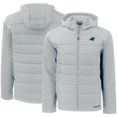 Carolina Panthers Cutter & Buck Evoke PrimaLoft Hybrid Eco Softshell Recycled Full-Zip Hooded Jacket - Gray Jackets