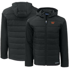 Washington Commanders Cutter & Buck Evoke PrimaLoft Hybrid Eco Softshell Recycled Full-Zip Hooded Jacket - Black Jackets