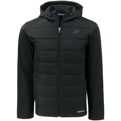 Carolina Panthers Cutter & Buck Evoke PrimaLoft Hybrid Eco Softshell Recycled Full-Zip Hooded Jacket - Black Jackets