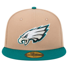 Philadelphia Eagles New Era Logo Main 59FIFTY Fitted Hat - Tan Hats