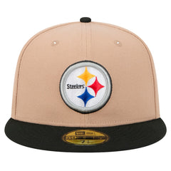 Pittsburgh Steelers New Era Logo Main 59FIFTY Fitted Hat - Tan Hats