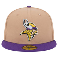 Minnesota Vikings New Era Logo Main 59FIFTY Fitted Hat - Tan Hats