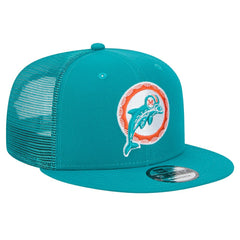 Miami Dolphins New Era Throwback Main Trucker 9FIFTY Snapback Hat - Aqua Hats