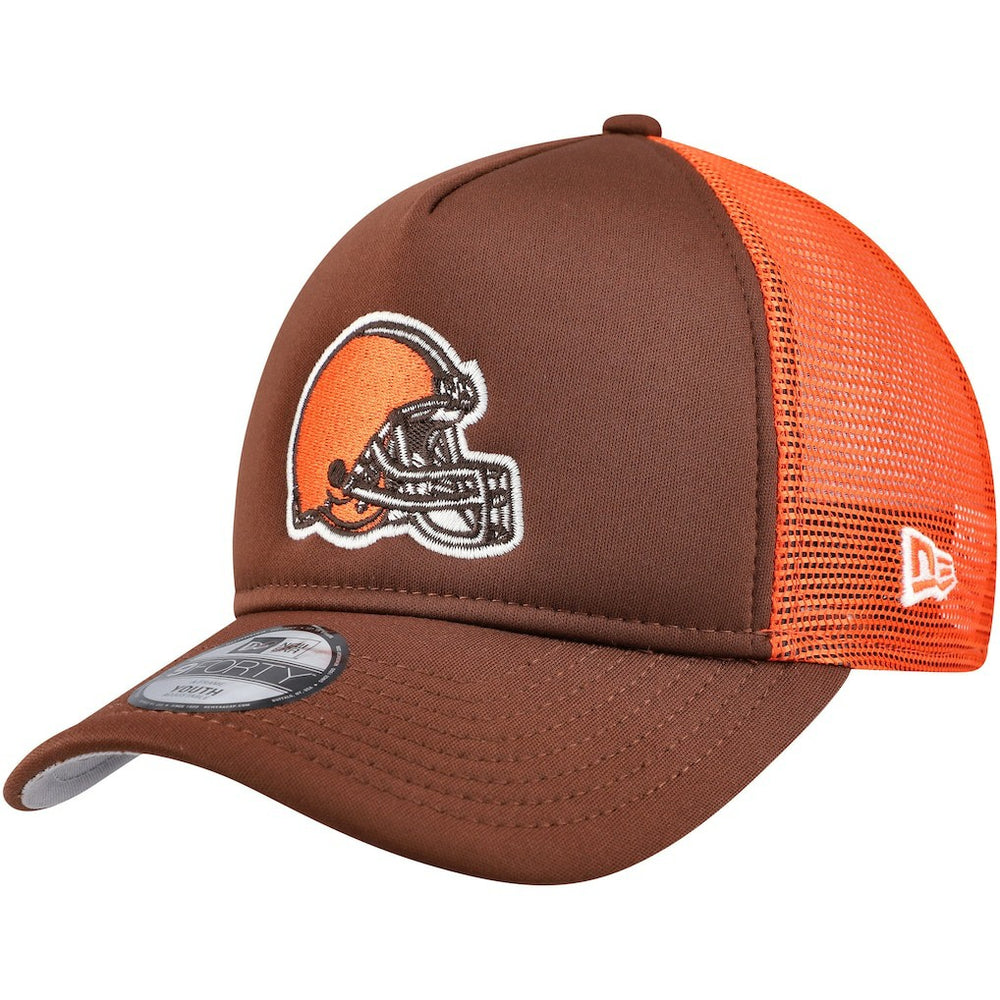 Cleveland Browns New Era Youth A-Frame 9FORTY Trucker Adjustable Hat - Brown Hats
