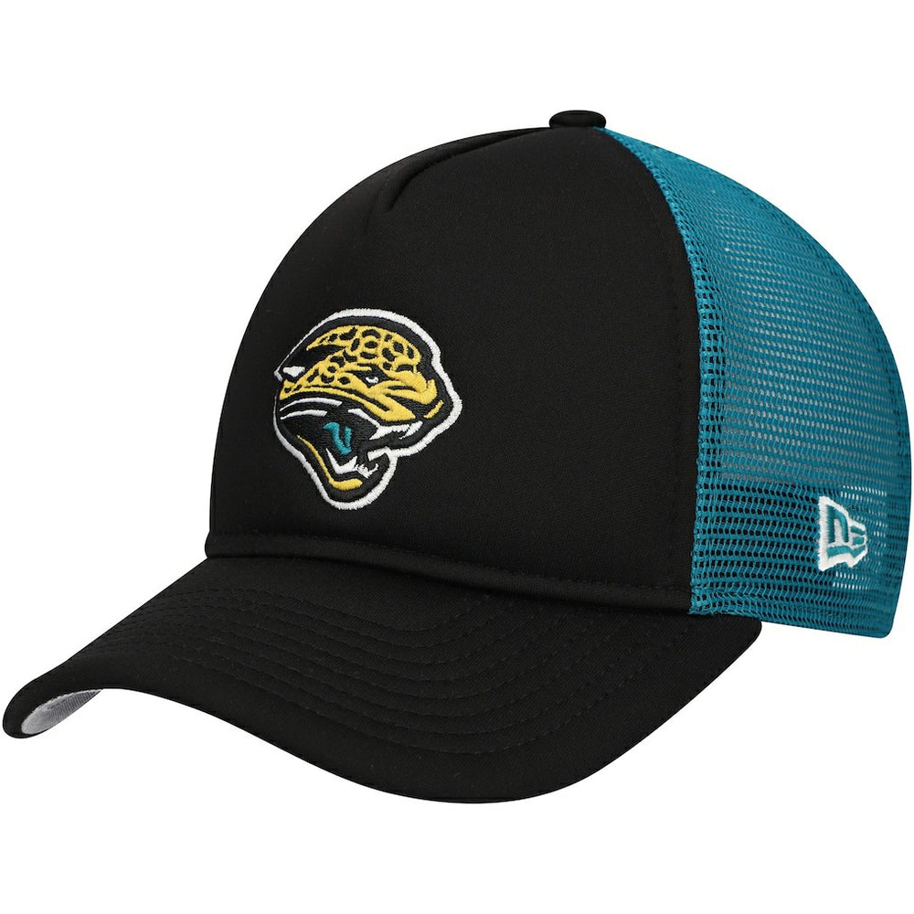 Jacksonville Jaguars New Era Youth A-Frame 9FORTY Trucker Adjustable Hat - Black Hats