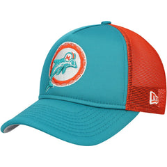 Miami Dolphins New Era Youth A-Frame 9FORTY Trucker Adjustable Hat - Aqua Hats