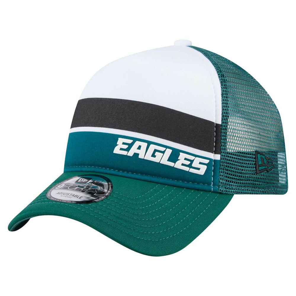Philadelphia Eagles New Era Youth Sport Night Color Block 9FORTY A-Frame Trucker Adjustable Hat - Midnight Green Hats
