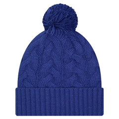 New York Giants New Era Girls Youth Cabled Cuffed Knit Hat with Pom - Royal Hats