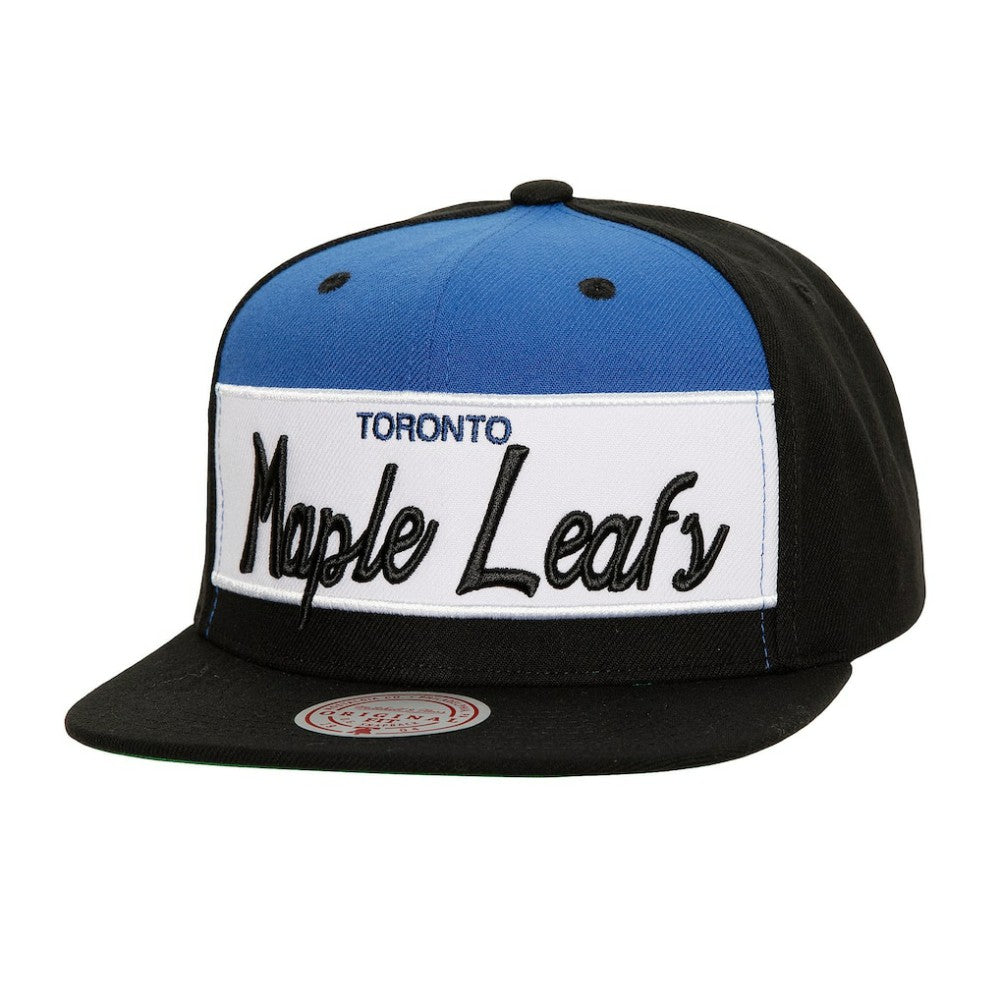 Toronto Maple Leafs Mitchell & Ness Retro Script Colorblock Snapback Hat - Black | US 201141489