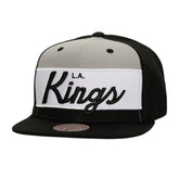 Los Angeles Kings Mitchell & Ness Retro Script Colorblock Snapback Hat - Black | US 201141494