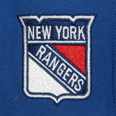 New York Rangers Mitchell & Ness Retro Script Colorblock Snapback Hat - Blue | US 201141497