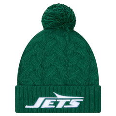 New York Jets New Era Women's Cable Cuffed Knit Hat with Pom - Green Hats