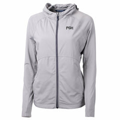 Pittsburgh Pirates Cutter & Buck Women's City Connect Adapt Eco Knit Hybrid Recycled Full-Zip Hooded Jacket - Gray Jackets