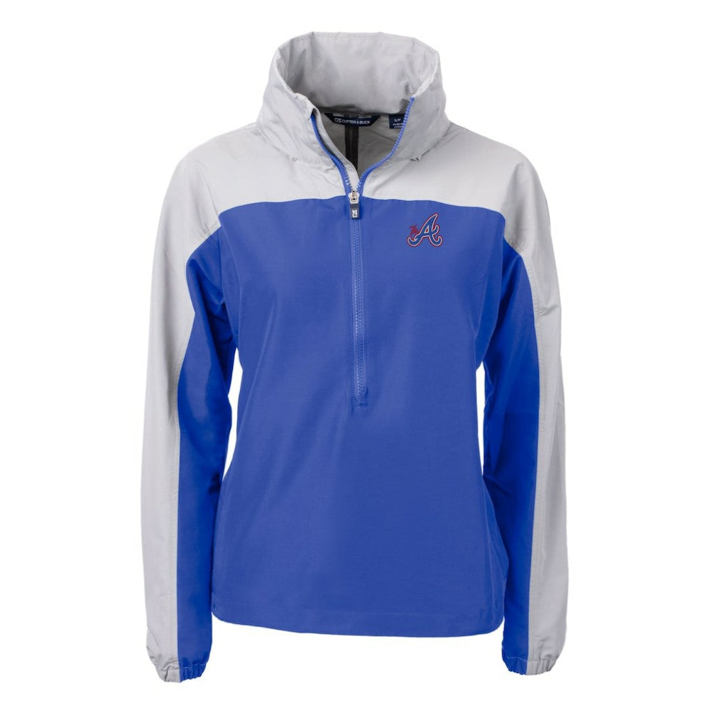 Atlanta Braves Cutter & Buck Women's City Connect Charter Eco Recycled Half-Zip Anorak Jacket - Blue/Gray Jackets