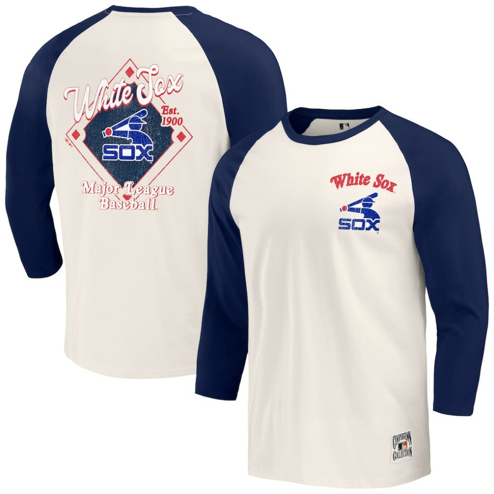Chicago White Sox Darius Rucker Collection by Fanatics Cooperstown Collection Raglan 3/4-Sleeve T-Shirt - Navy/White T-shirts