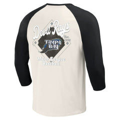 Tampa Bay Rays Darius Rucker Collection by Fanatics Cooperstown Collection Raglan 3/4-Sleeve T-Shirt - Black/White T-shirts