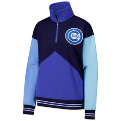 Chicago Cubs Terez Women's Classic Colorblock Quarter-Zip Sweatshirt - Navy/Blue Sweatshirts